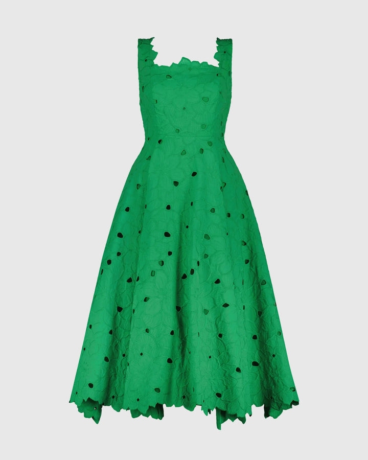 Mac Duggal 69096 Embroidered Cotton A-Line Midi Dress
