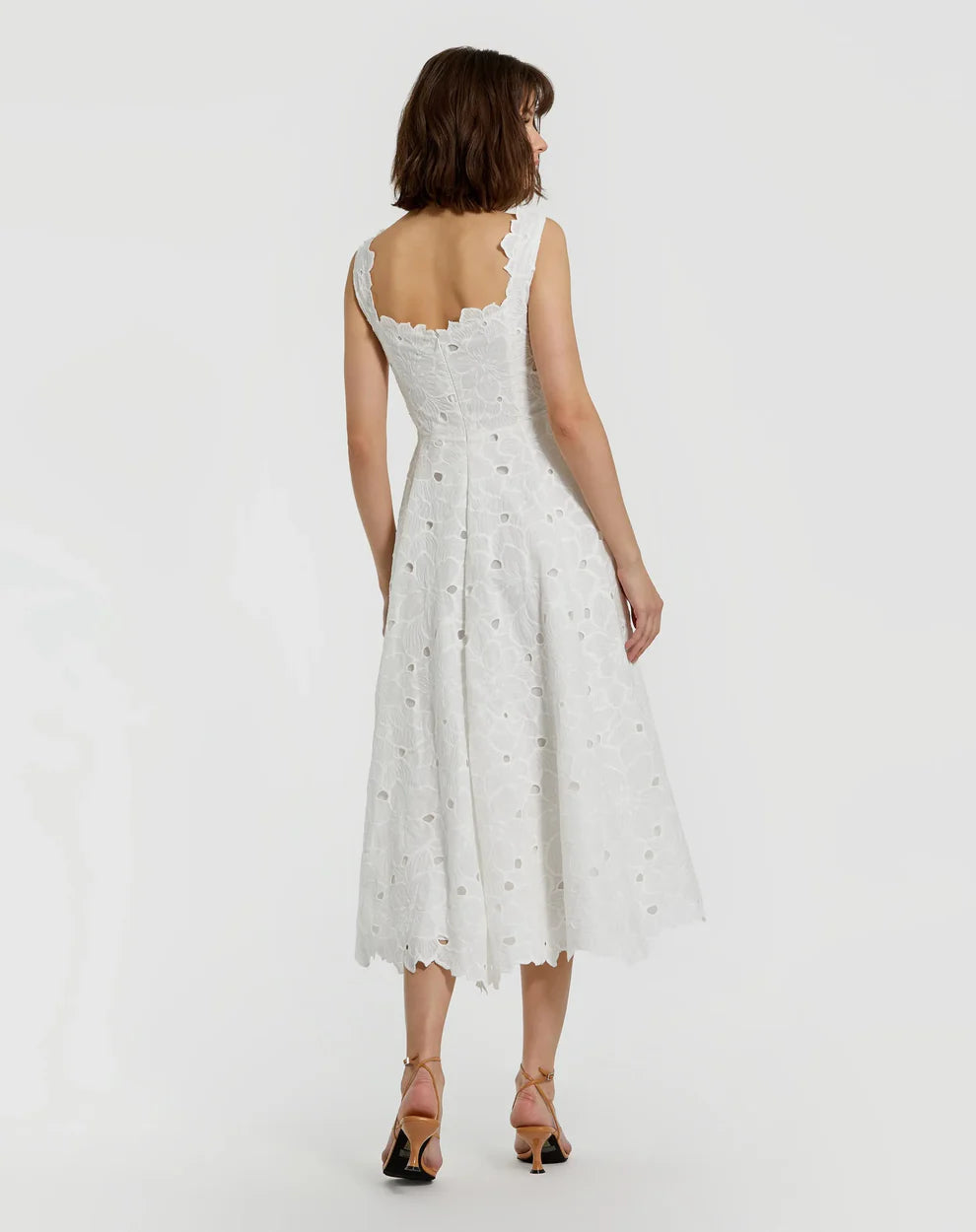Mac Duggal 69096 Embroidered Cotton A-Line Midi Dress