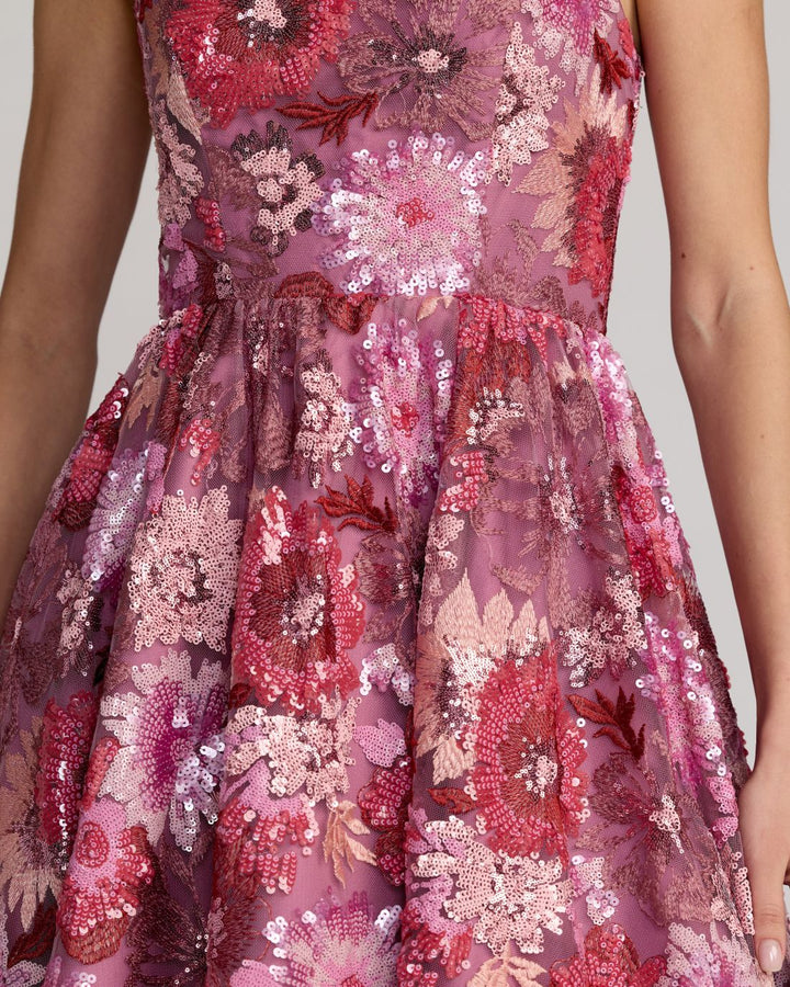 Mac Duggal 69109 Floral Sequin Strapless Midi Dress