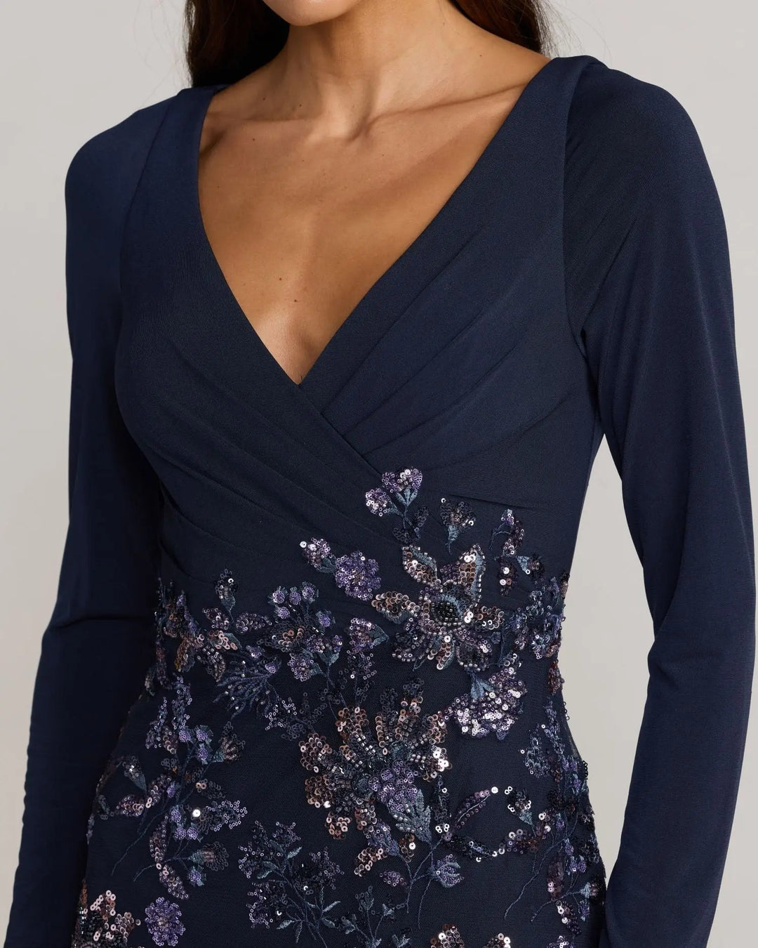 Mac Duggal 69122 Floral Embroidered Jersey Long Sleeve Gown