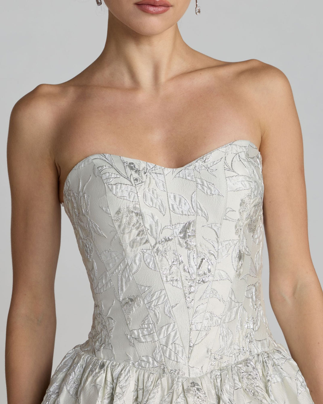 Mac Duggal 69146 Strapless Brocade Tea Length Dress