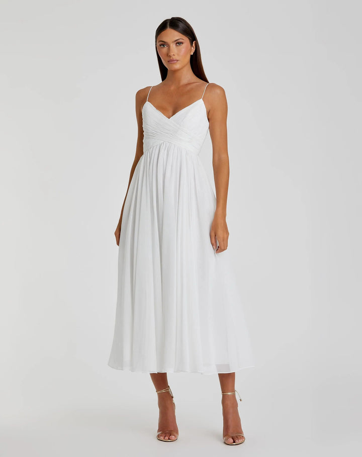 Mac Duggal 70099 Faux Wrap Sleeveless Flowy Midi Dress