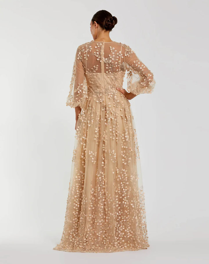 Mac Duggal 79399 Embroidered Puff Sleeve A-Line Dress