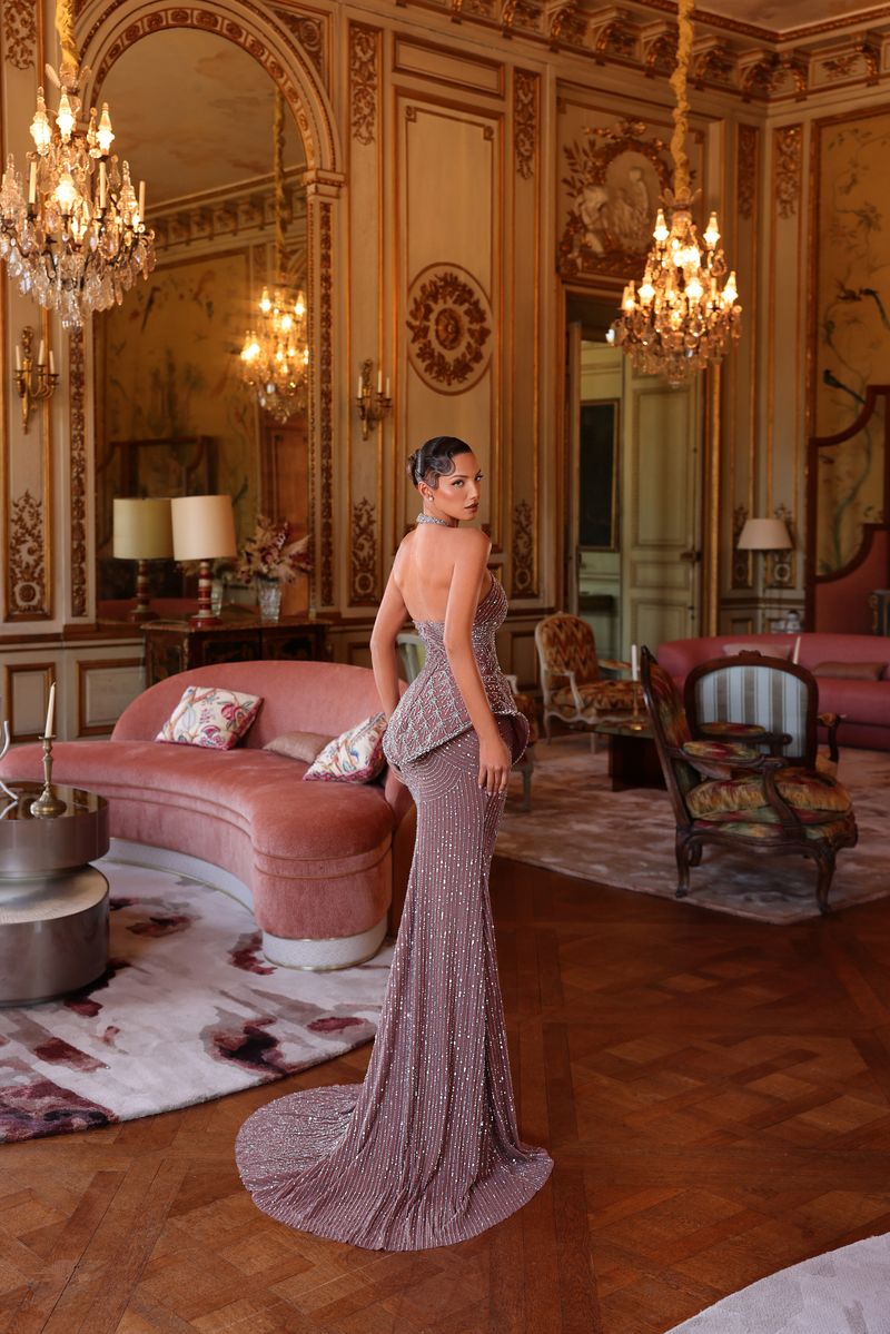 Chic & Holland HF110668 Halter Beaded Couture Dress