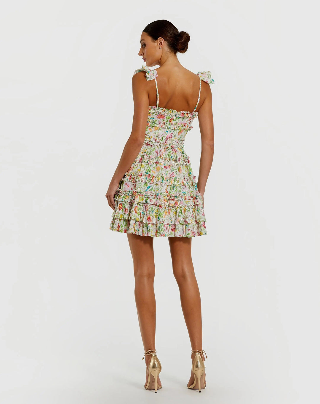 Mac Duggal 8084 Floral Tiered Ruffle Mini Dress