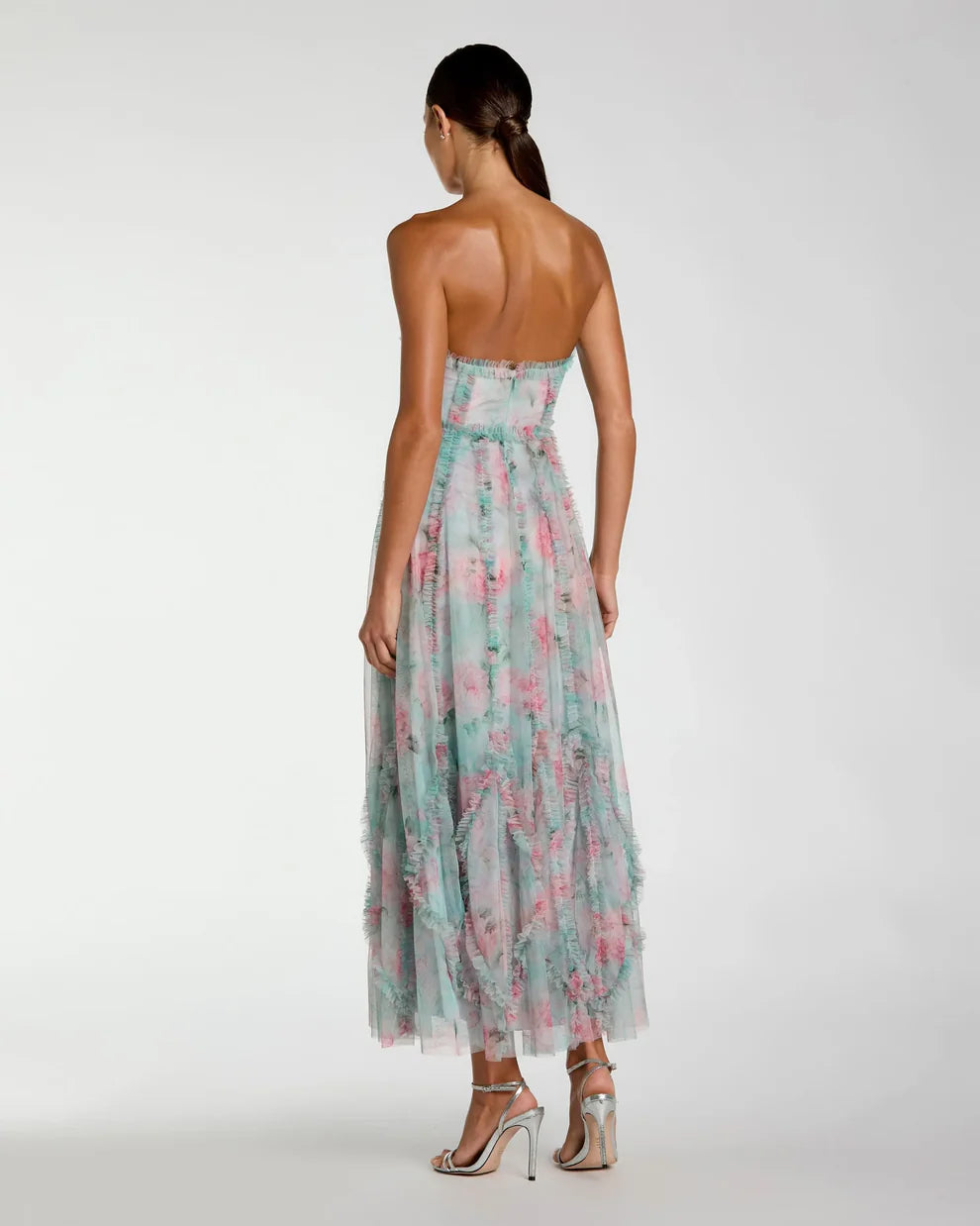 Mac Duggal 8308 Strapless Floral Ruffle Dress
