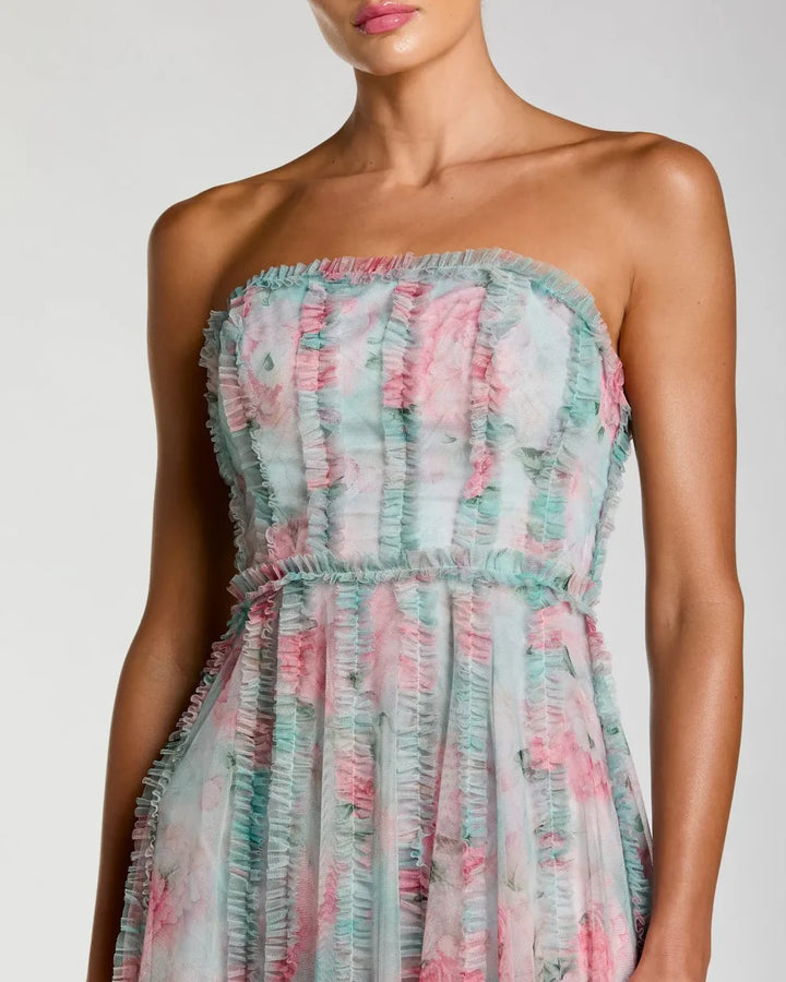 Mac Duggal 8308 Strapless Floral Ruffle Dress