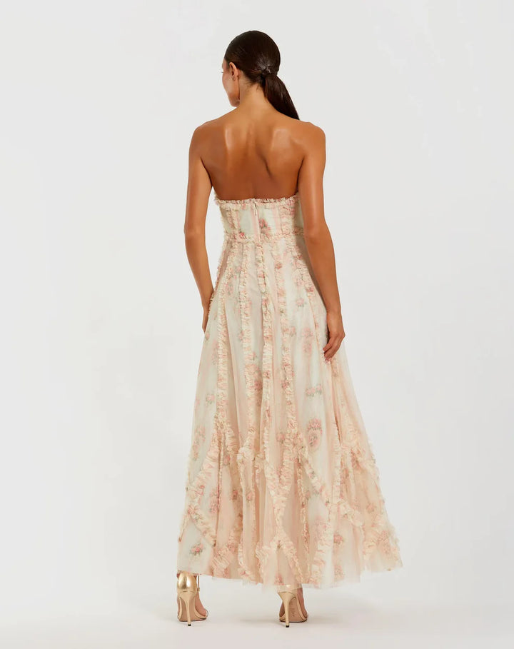 Mac Duggal 8308 Strapless Floral Ruffle Dress
