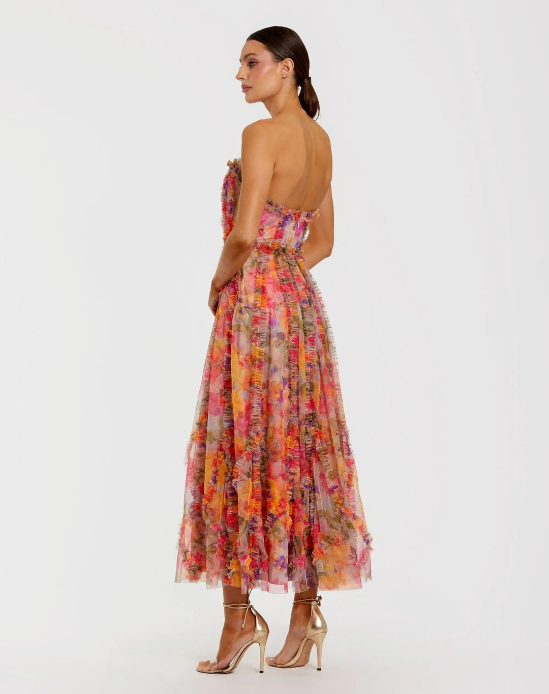 Mac Duggal 8308 Strapless Floral Ruffle Dress