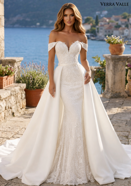Clarisse 900404 Detachable Off-Shoulder Bridal Dress