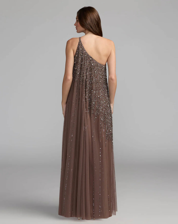 Mac Duggal 9224 One Shoulder Embellished Trapeze Dress