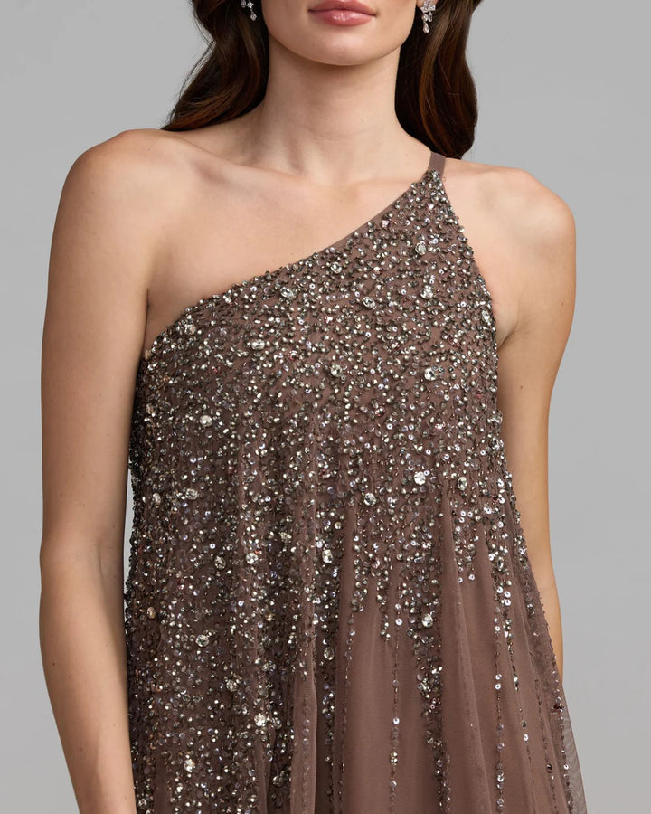 Mac Duggal 9224 One Shoulder Embellished Trapeze Dress