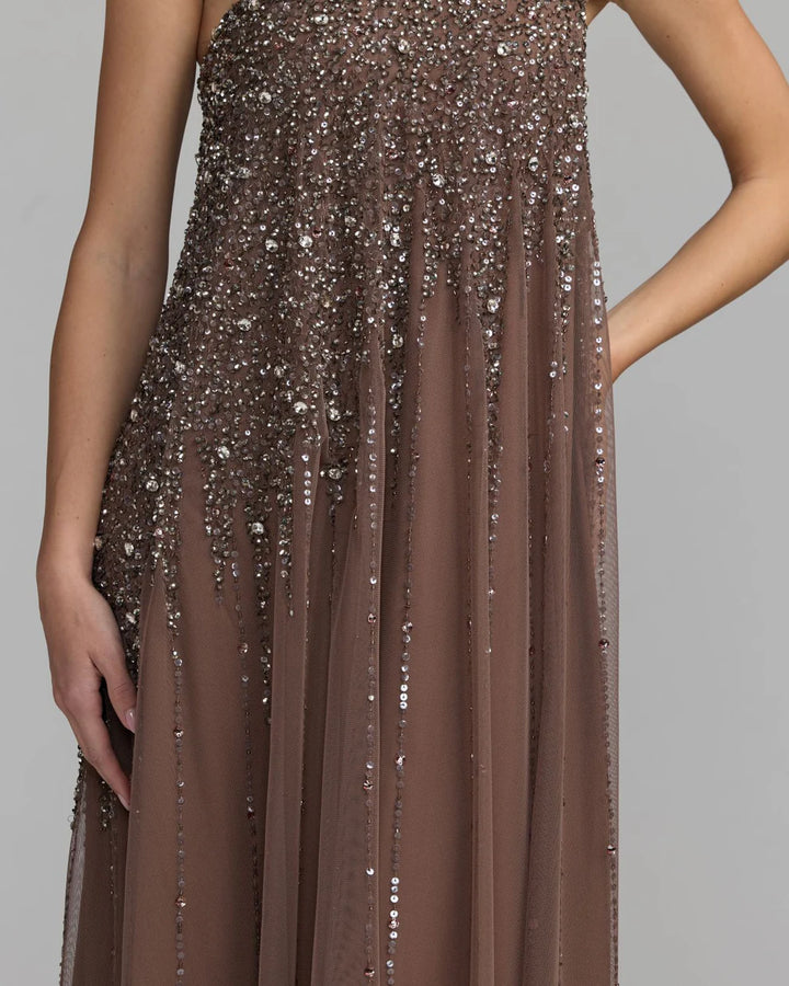 Mac Duggal 9224 One Shoulder Embellished Trapeze Dress