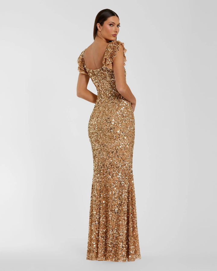 Mac Duggal 94279 Sequin Flutter Sleeve Trumpet Gown