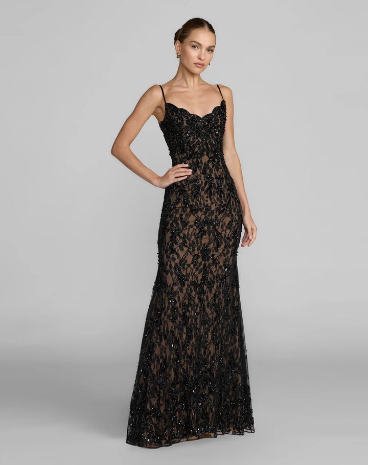 Mac Duggal 94311 Embellished Lace Sleeveless Gown