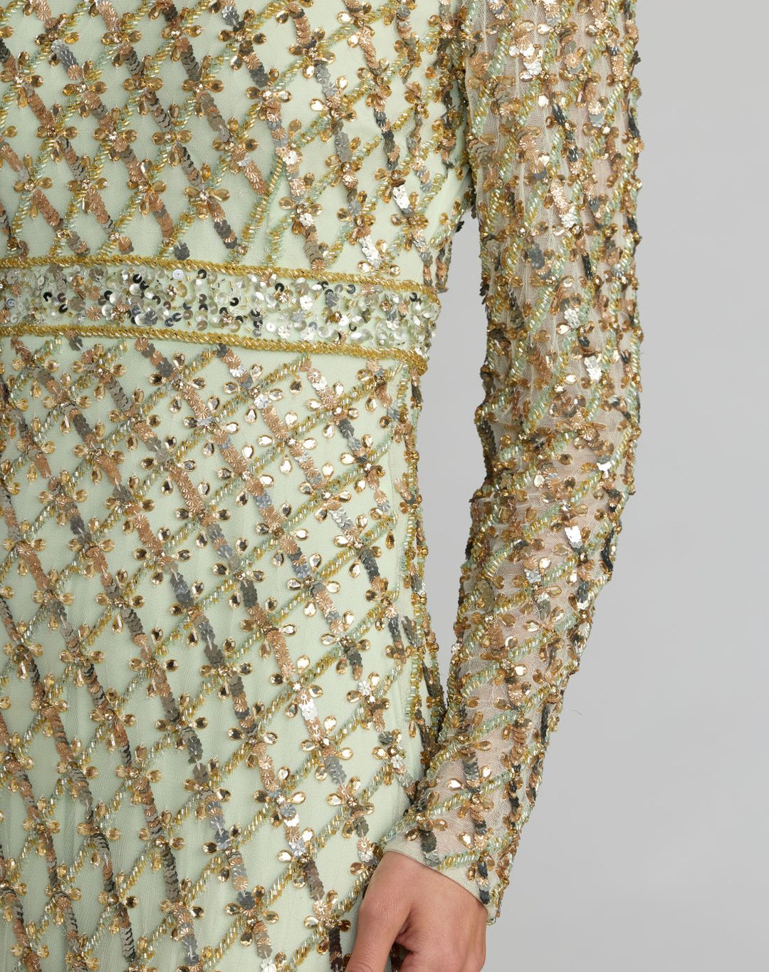 Mac Duggal 94318 Long Sleeve High Neck Embellished Gown