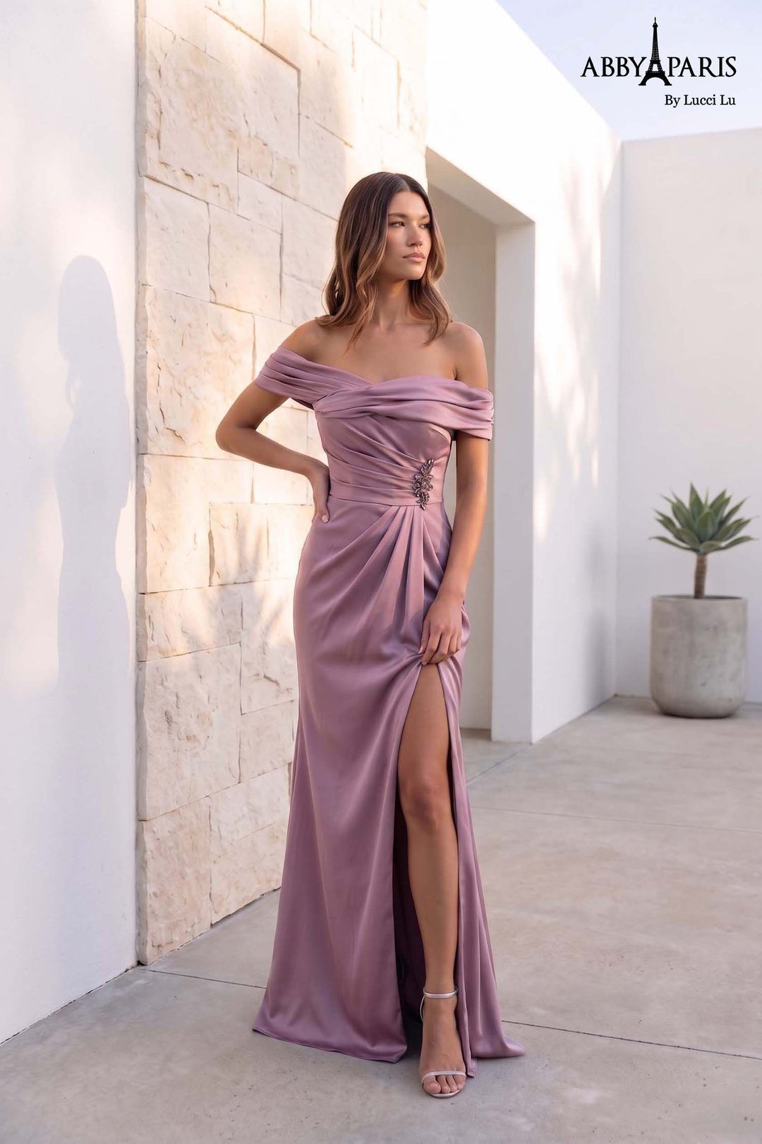 Abby Paris 96084 Off Shoulder High Slit Prom 2026 Dress