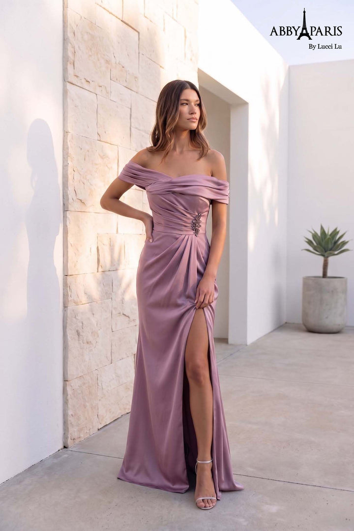 Abby Paris 96084 Off Shoulder High Slit Prom 2026 Dress