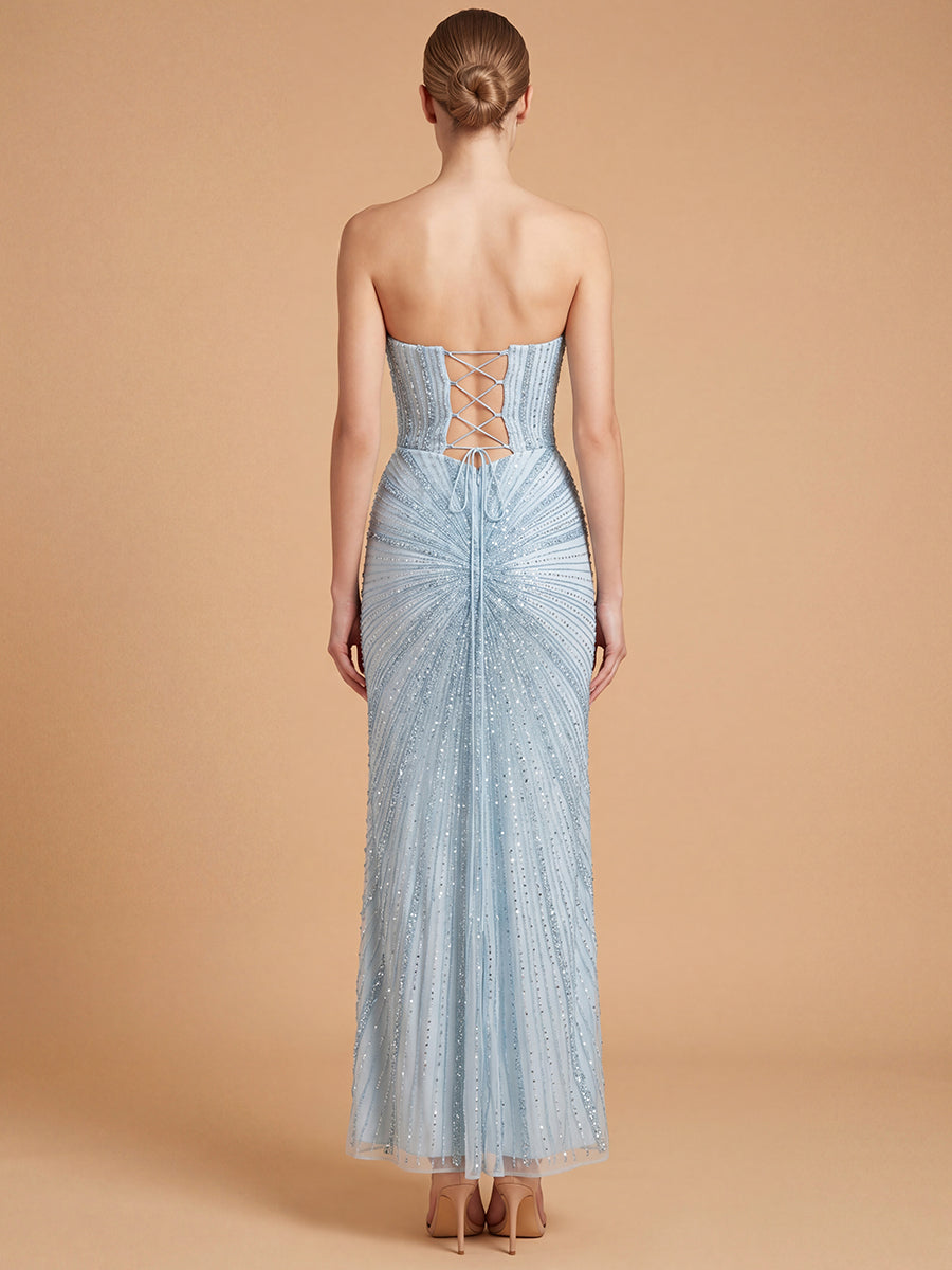 Lara 9918- Strapless Beaded Gown