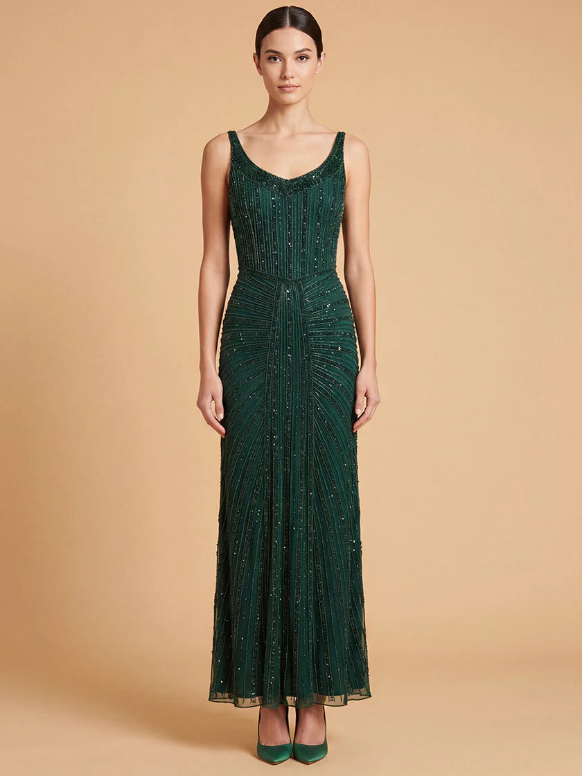 Lara 9920 Beaded V-Neck Gown