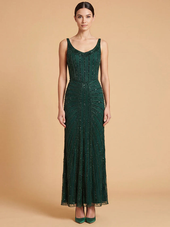 Lara 9920 Beaded V-Neck Gown