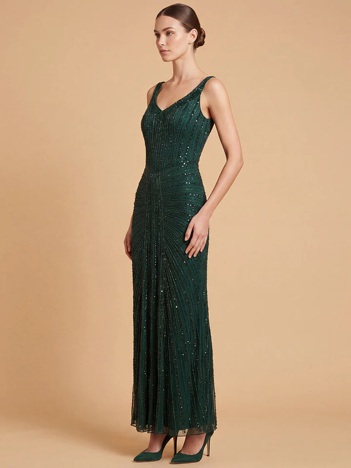 Lara 9920 Beaded V-Neck Gown