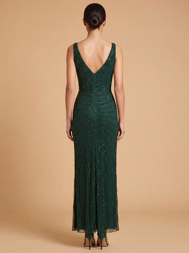 Lara 9920 Beaded V-Neck Gown