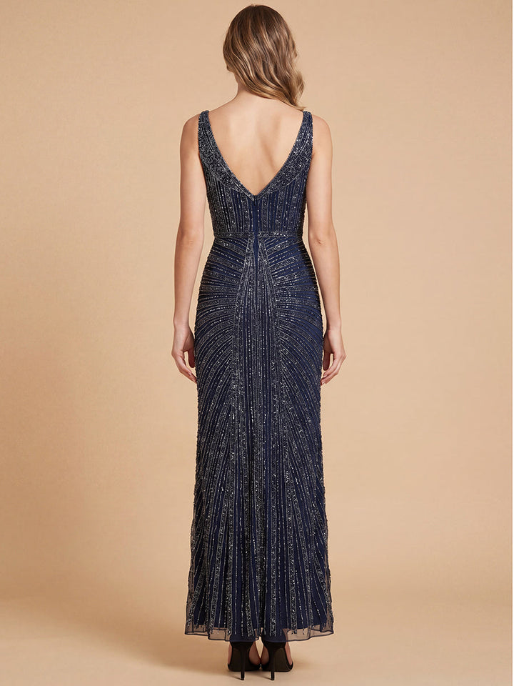 Lara 9920 Beaded V-Neck Gown