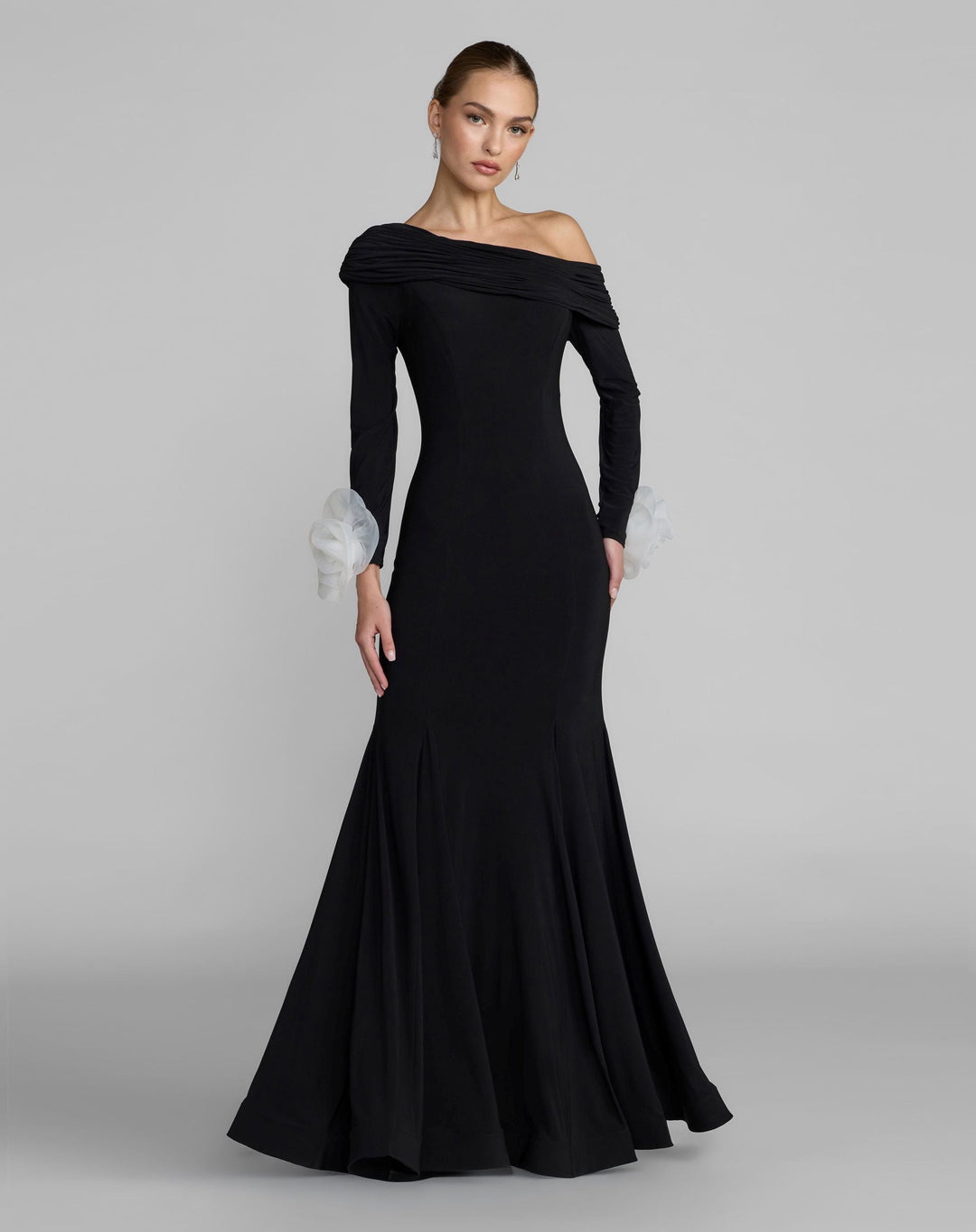 Mac Duggal 50134 One Shoulder Long Sleeve Jersey Gown
