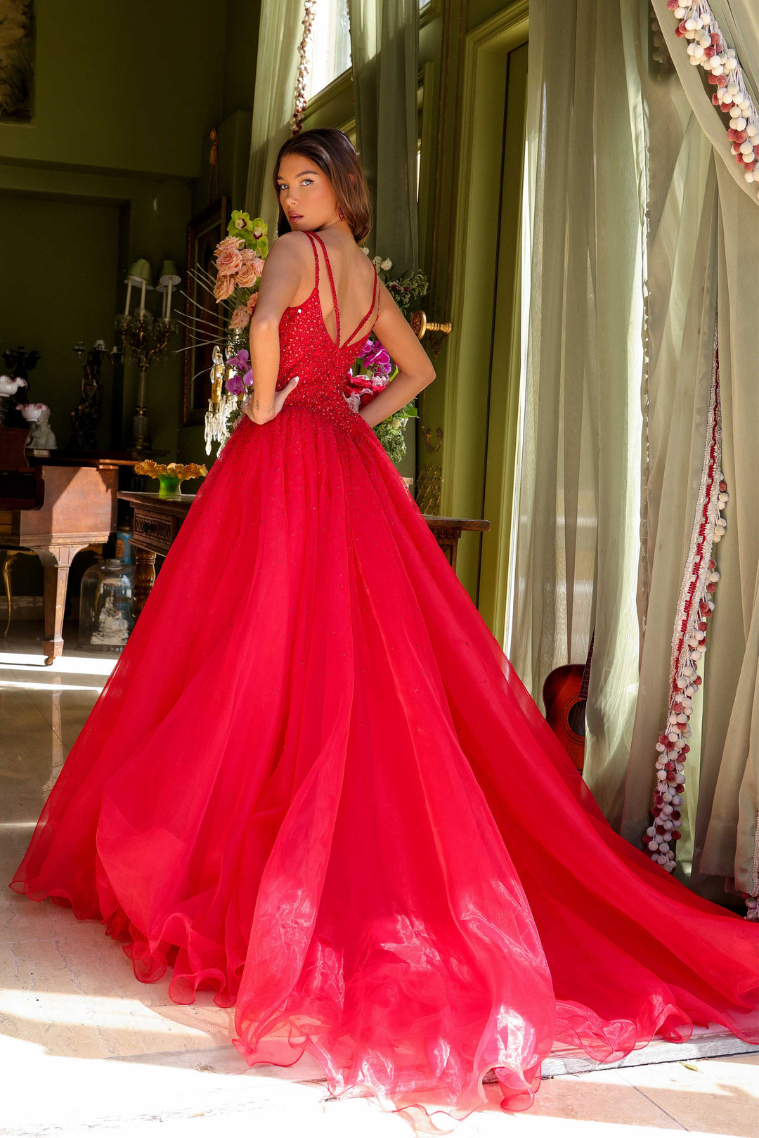 Ava Presley 29522 Beaded Spaghetti Strap Evening Dress