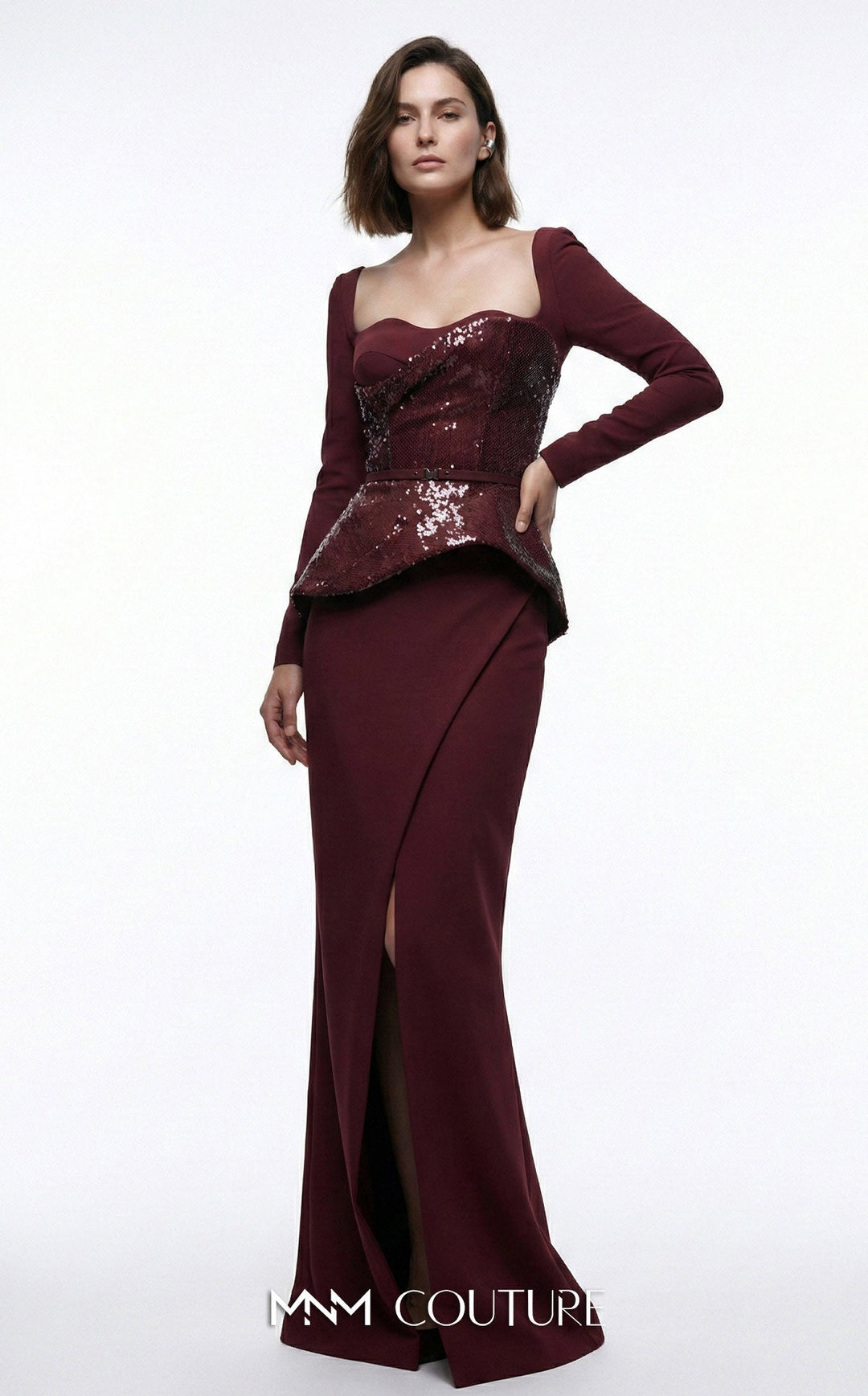 MNM E0141 Sweetheart Long Sleeve Mermaid Couture Dress