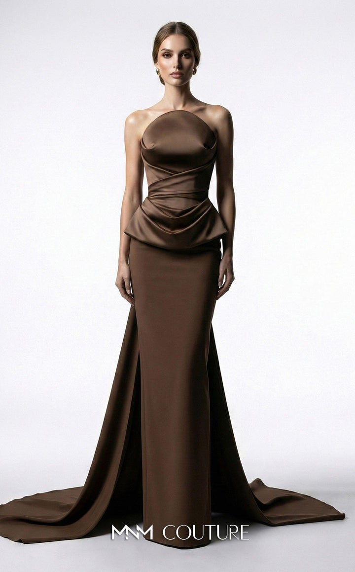 MNM Couture E0146 Strapless Sleeveless Sheath Couture Dress