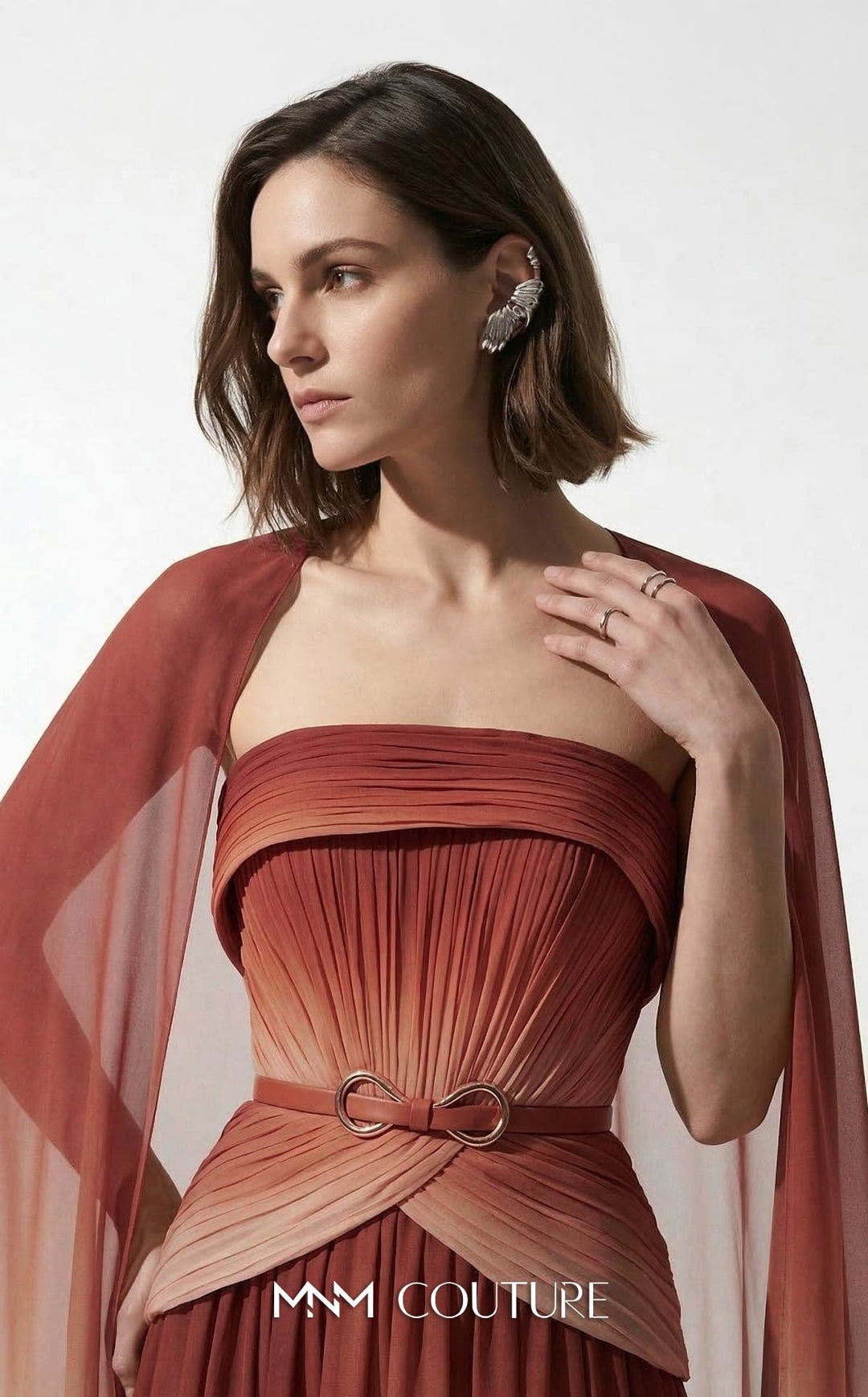MNM Couture Style E0153 Ethereal Chiffon Strapless Empire A-Line Dress - FOSTANI.com