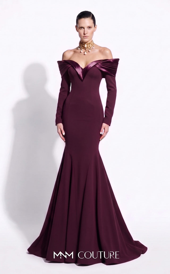 Fouad Sarkis F02973A Sweetheart Off-the-Shoulder Long Sleeves Mermaid Couture Dress