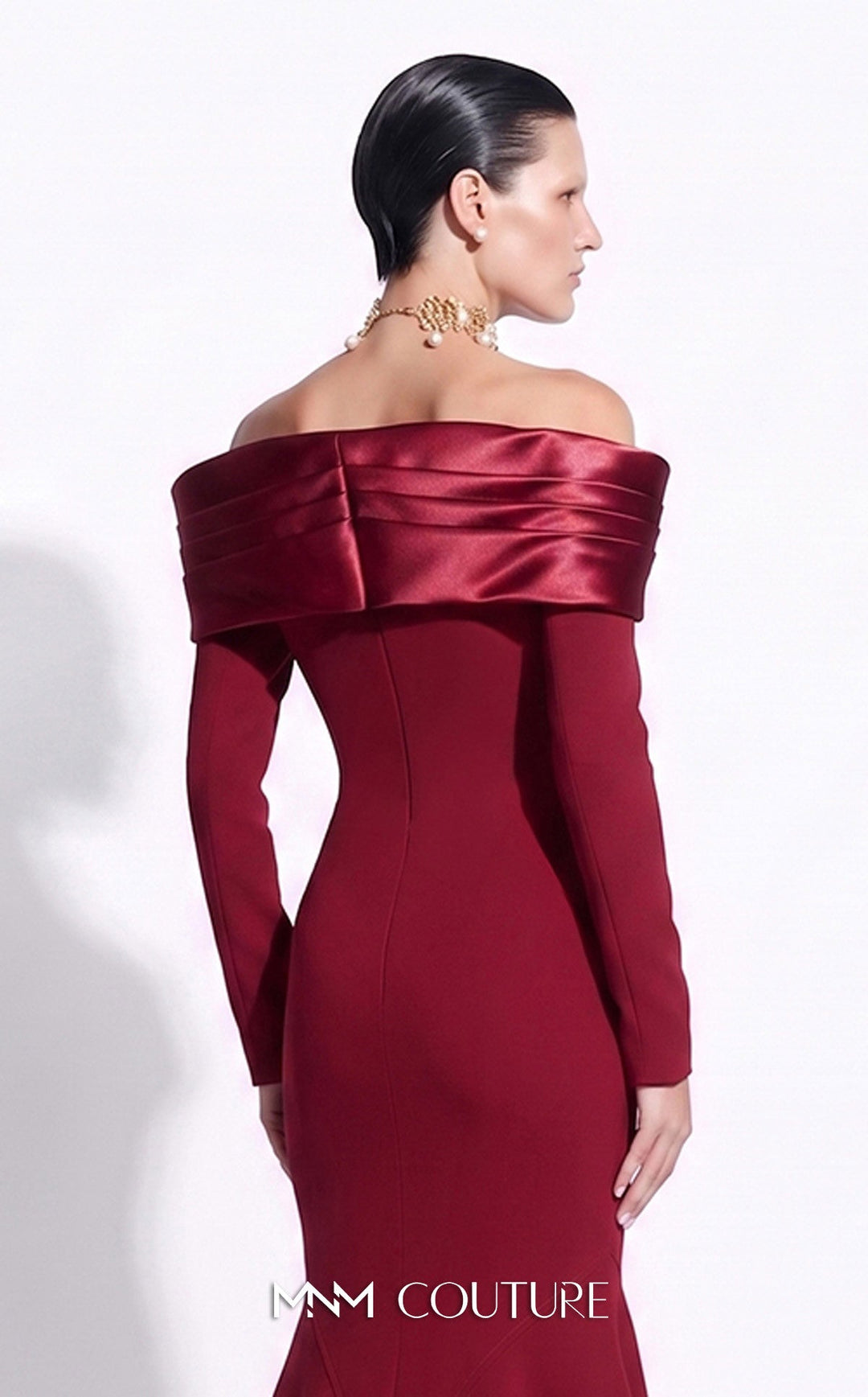 Fouad Sarkis F02973A Sweetheart Off-the-Shoulder Long Sleeves Mermaid Couture Dress