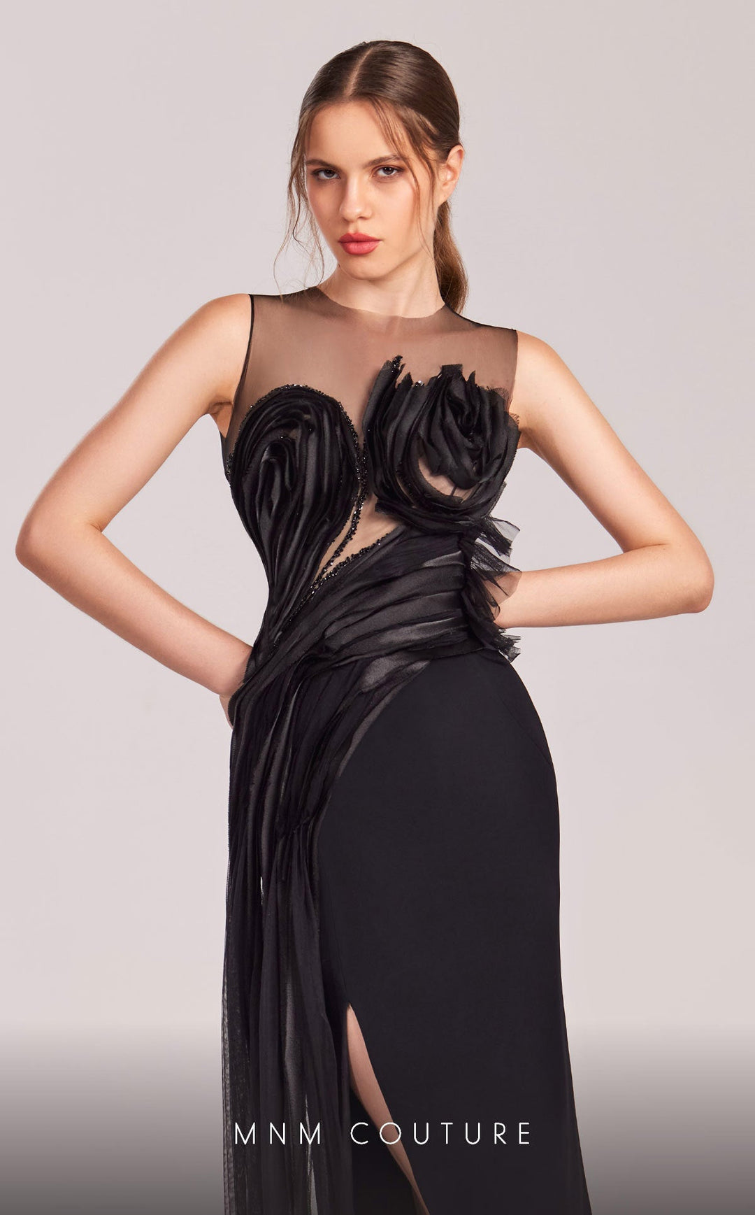 Gaby Charbachy G1816 Illusion Jewel Neckline Sleeveless Sheath Couture Dress