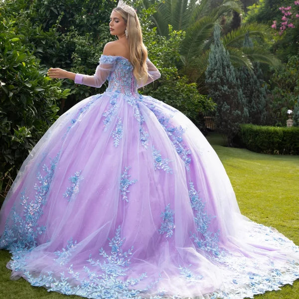 GLS Collective GL3503 Floral Applique Quinceanera Dress