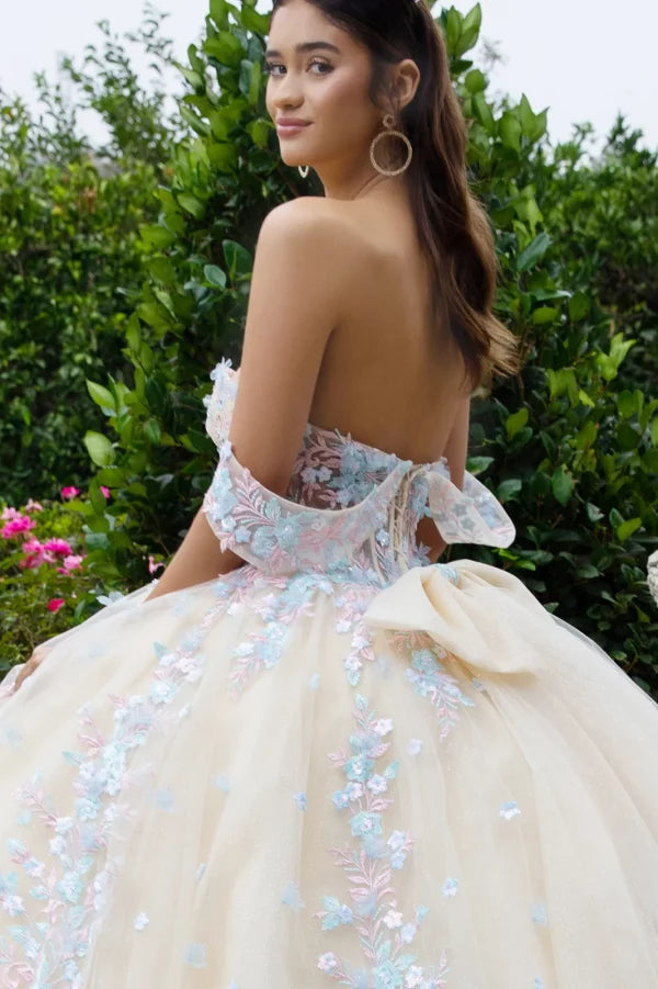GLS Collective GL3504 Floral Applique Quinceanera Dress