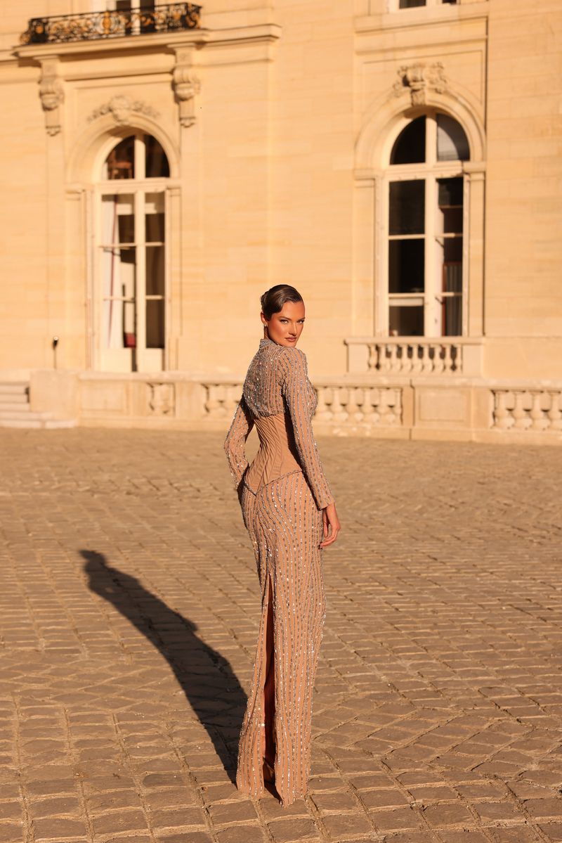 Chic & Holland HF110702 Long Sleeve Corset Couture Dress