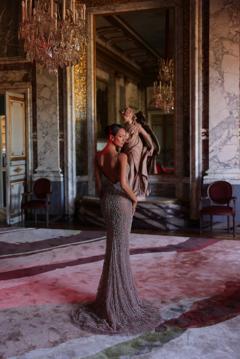 Chic & Holland HF110716 Sweetheart Slit Sheath Couture Dress