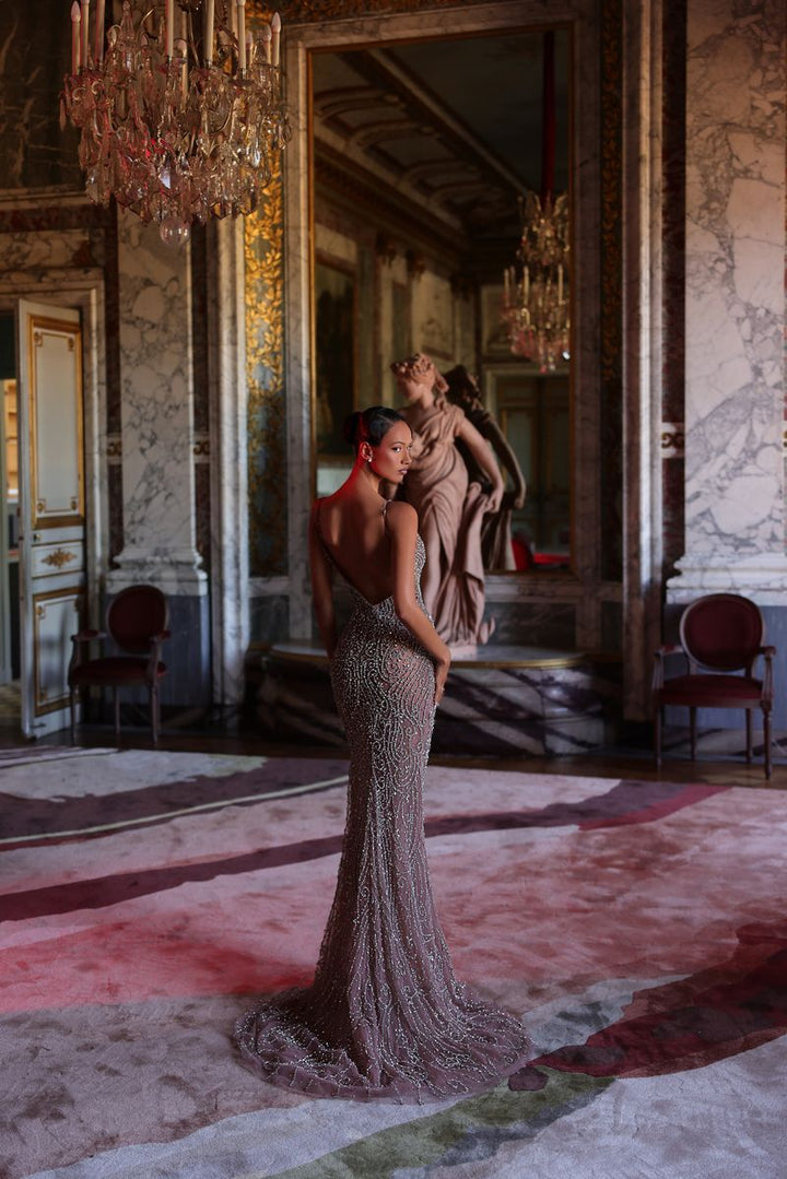 Chic & Holland HF110716 Sweetheart Slit Sheath Couture Dress