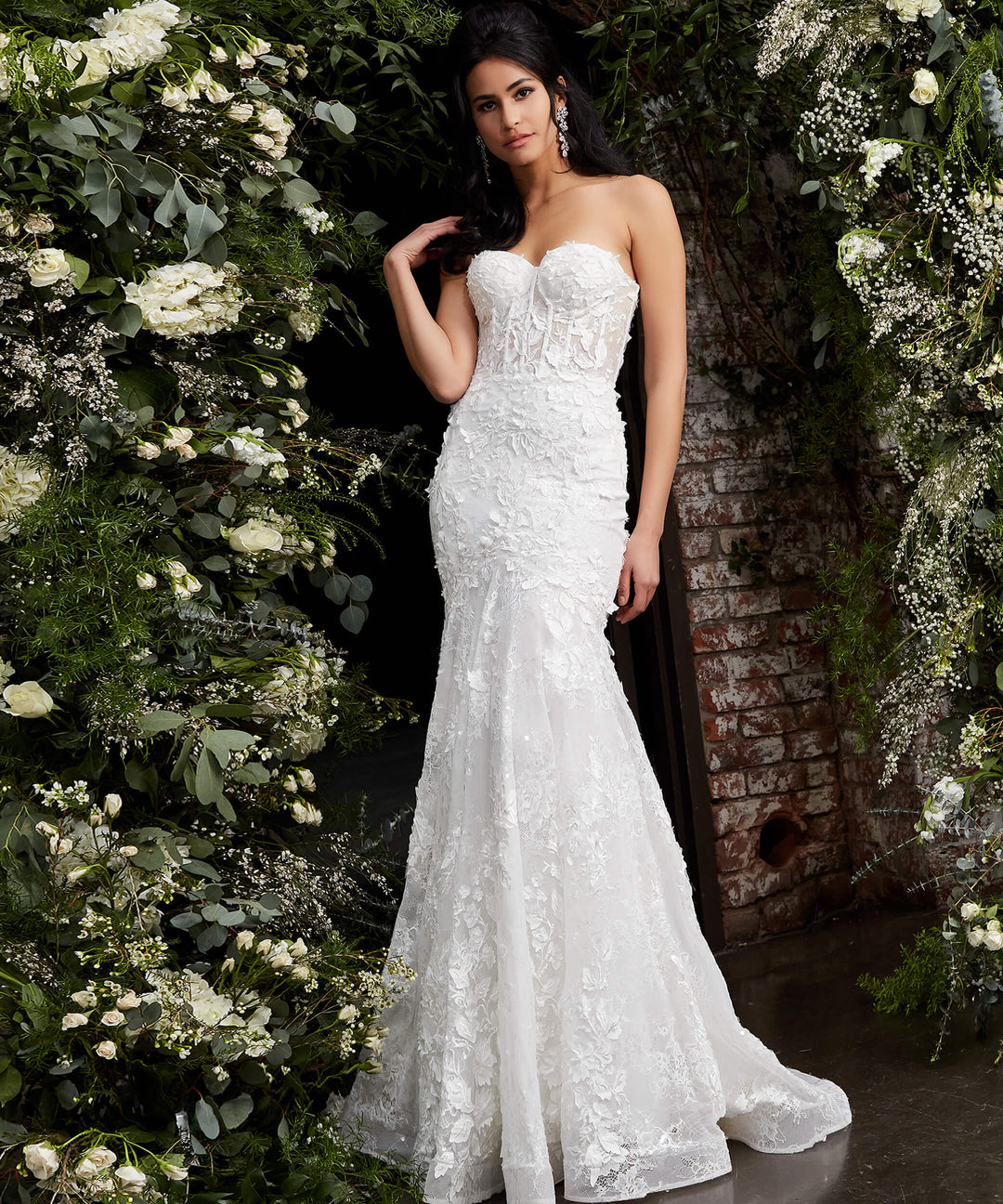 Jovani JB02836 Strapless Embroidered Bridal Dress