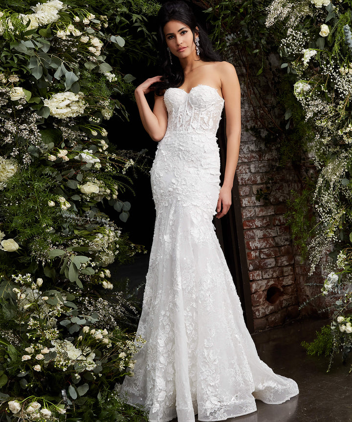 Jovani JB02836 Strapless Embroidered Bridal Dress