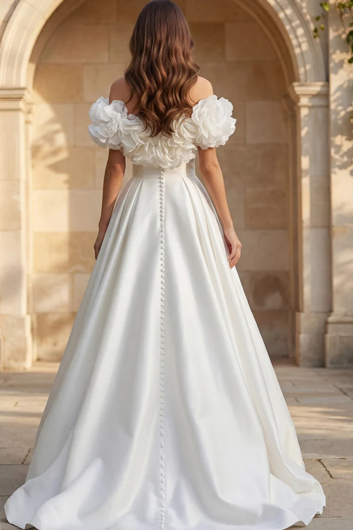 Jovani JB40795 off the Shoulder V Neck Wedding Dress