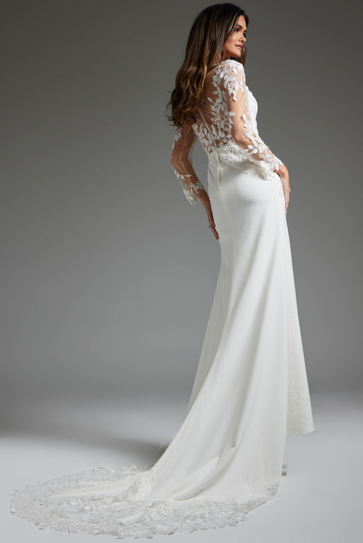 Jovani JB42297 Long Sleeve Sheath Bridal Dress