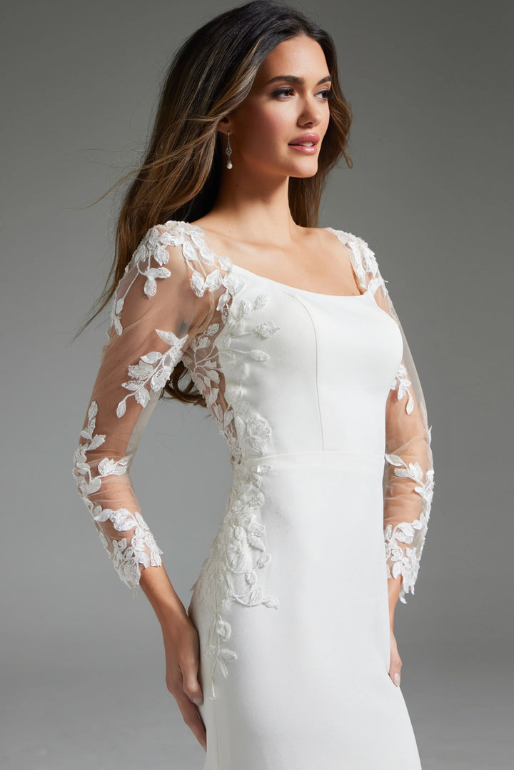 Jovani JB42297 Long Sleeve Sheath Bridal Dress