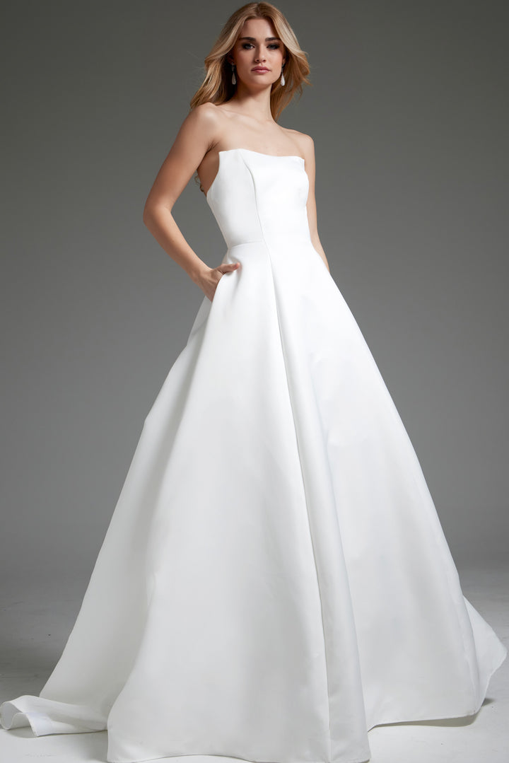 Jovani JB42346 A Line Strapless Bridal Dress