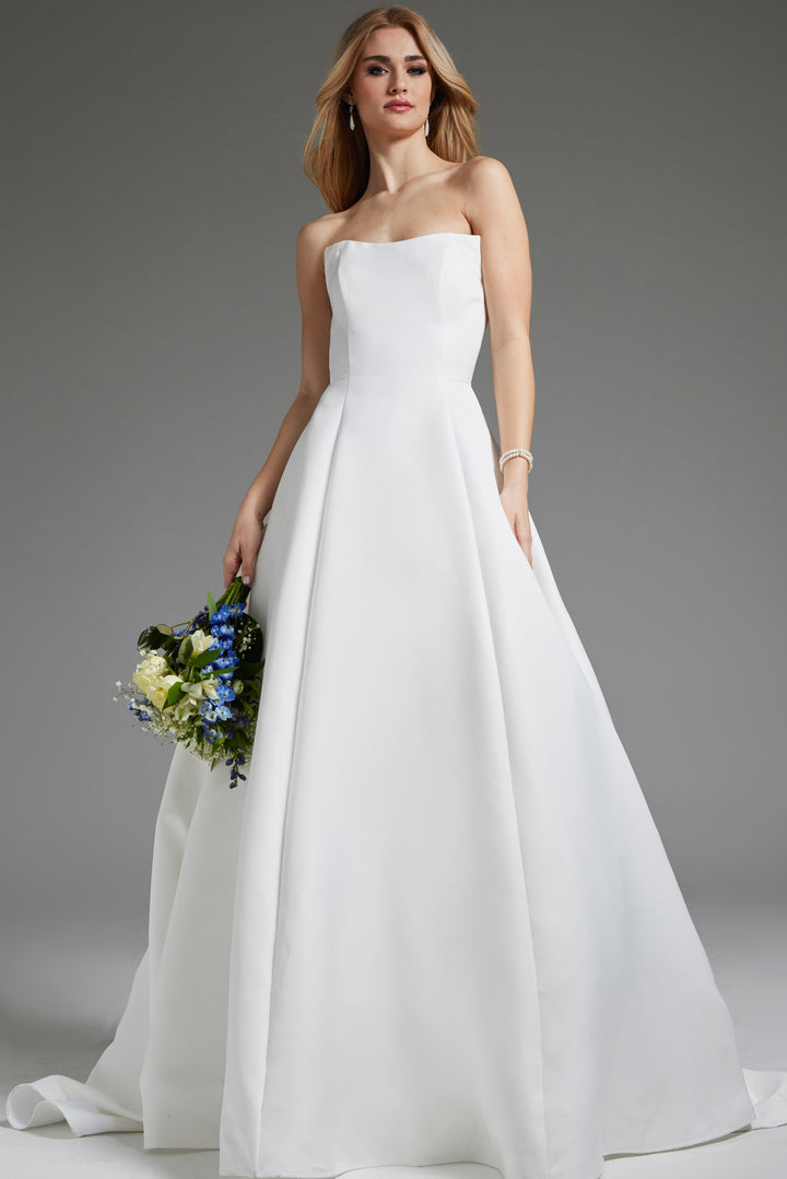 Jovani JB42346 A Line Strapless Bridal Dress