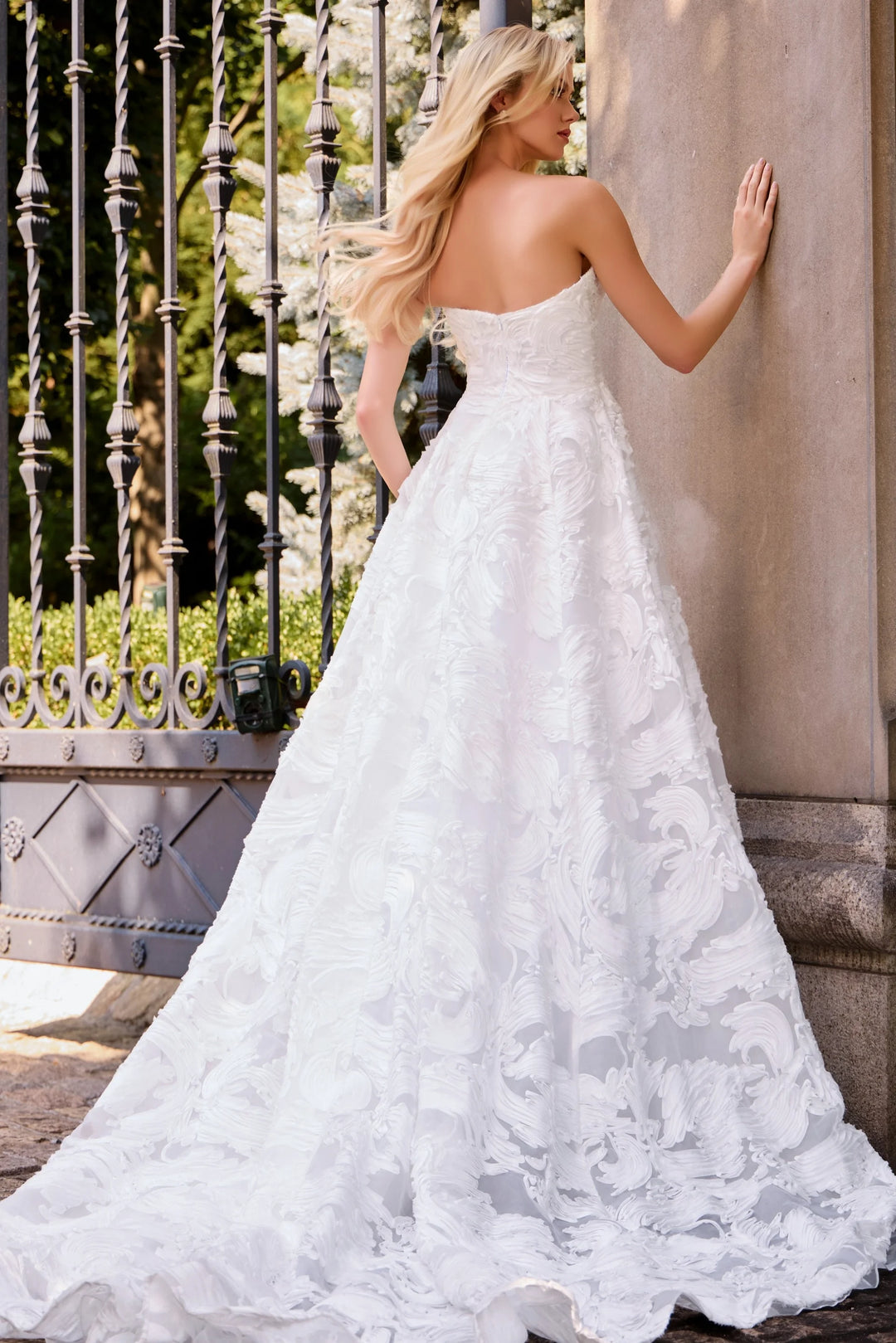 Jovani JB44115 Strapless Textured Ball Gown Wedding Dress