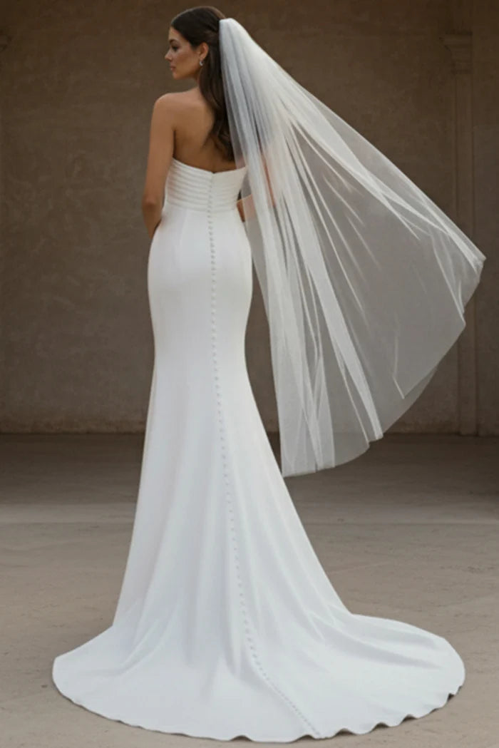 Jovani JB45671 Strapless Crepe Bridal Gown With Sculpted Bow Bodice